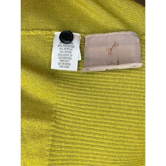 Simply Vera Vera Wang Women's Yellow V-Neck Button-Up Knitted Cardigan Size L - Picture 4 of 4